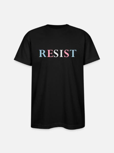 RESIST - Trans Trans - Bayside Unisex Heavyweight USA Made T-Shirt - black