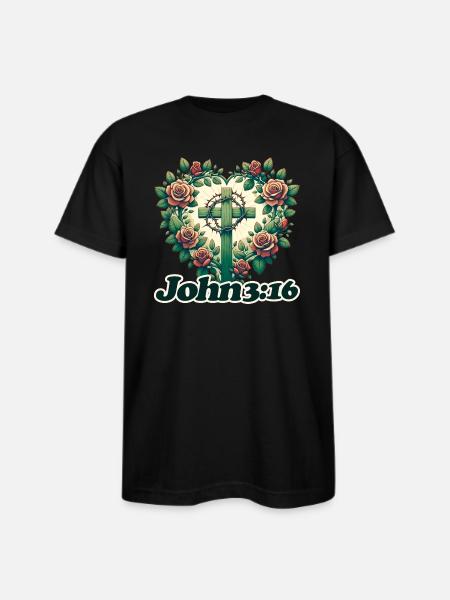 John 3:16 - Bayside Unisex Heavyweight USA Made T-Shirt - black