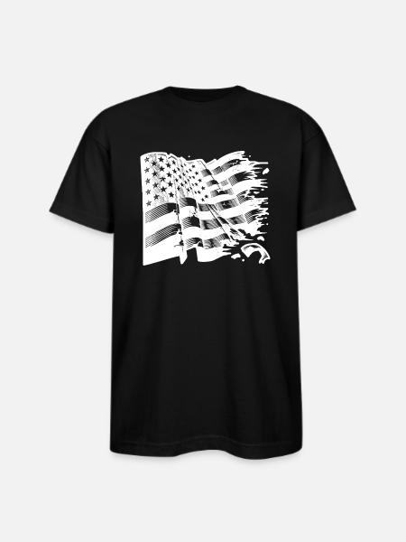 Usa Flagge Tattoo Style - Bayside Unisex Heavyweight USA Made T-Shirt - black