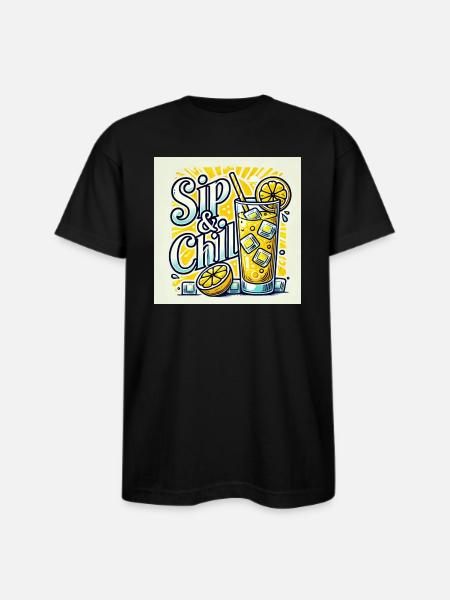 Sip Chill - Bayside Unisex Heavyweight USA Made T-Shirt - black