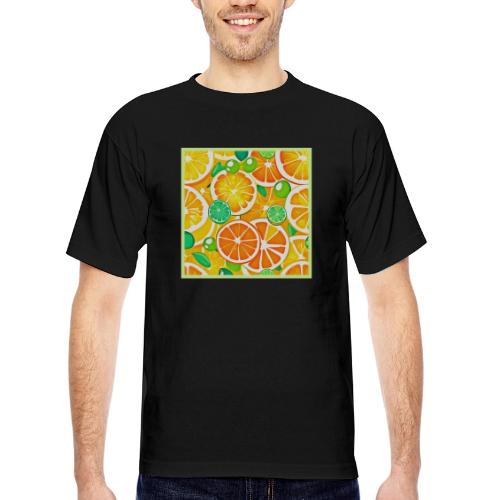 Vibrant Citrus Medley - Fresh & Juicy Slices - Bayside Unisex Heavyweight USA Made T-Shirt