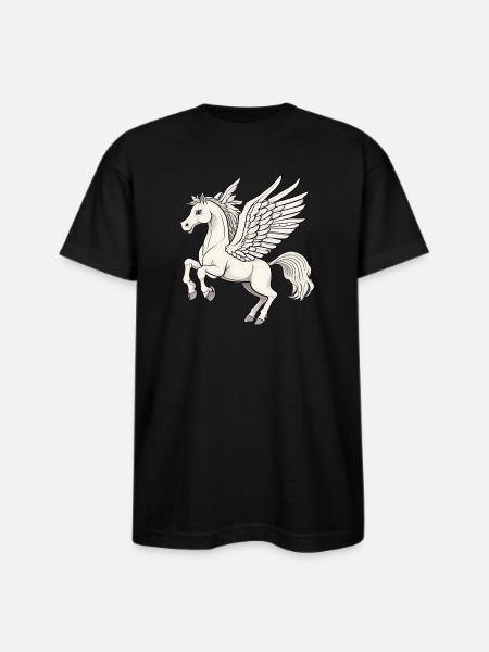 Pegasus - Bayside Unisex Heavyweight USA Made T-Shirt - black