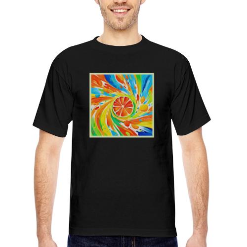 Citrus swirling Splash Design - Bayside Unisex Heavyweight USA Made T-Shirt