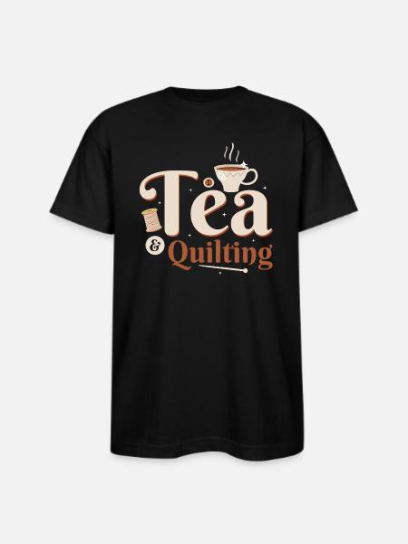 Tea & Quilting Quilter Sewing - Bayside Unisex Heavyweight USA Made T-Shirt - black