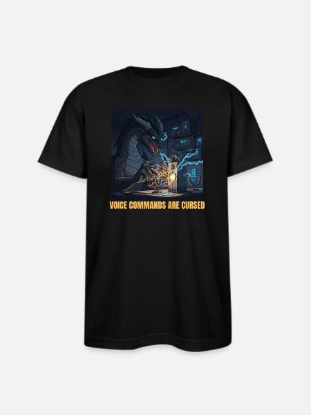 Voice Commands Are Cursed - Bayside Unisex Heavyweight USA Made T-Shirt - black