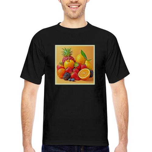 Fresh Bounty: Vibrant Fruit Harvest Art - Bayside Unisex Heavyweight USA Made T-Shirt