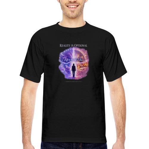Reality Is Optional Cosmic Reality Shifting Portal - Bayside Unisex Heavyweight USA Made T-Shirt