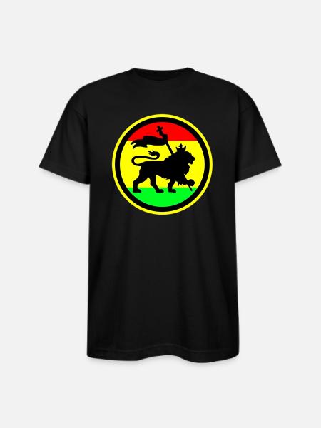 Rasta Lion - Bayside Unisex Heavyweight USA Made T-Shirt - black