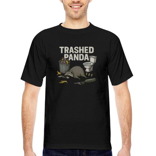 Trashed Panda – Funny Drunk Raccoon Cartoon - Bayside Unisex Heavyweight USA Made T-Shirt