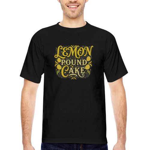 Lemon Pound Cake Vintage Flourish - Bayside Unisex Heavyweight USA Made T-Shirt