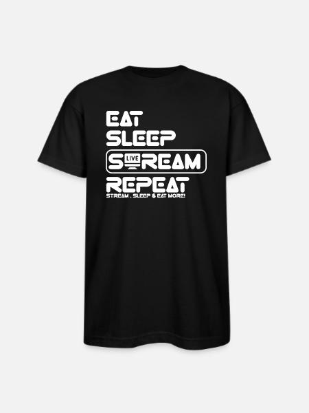Streamer Life: Eat, Sleep, Repeat - Bayside Unisex Heavyweight USA Made T-Shirt - black
