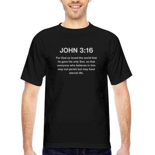John 3:16 Christian Apparel – White - Bayside Unisex Heavyweight USA Made T-Shirt