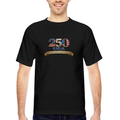 250 USA Liberty Banner - Bayside Unisex Heavyweight USA Made T-Shirt