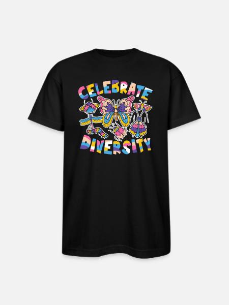 Celebrate Diversity - Bayside Unisex Heavyweight USA Made T-Shirt - black