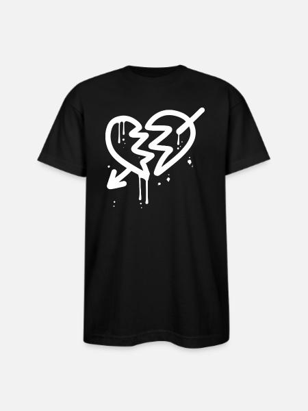 Broken Heart Arrow - Bayside Unisex Heavyweight USA Made T-Shirt - black