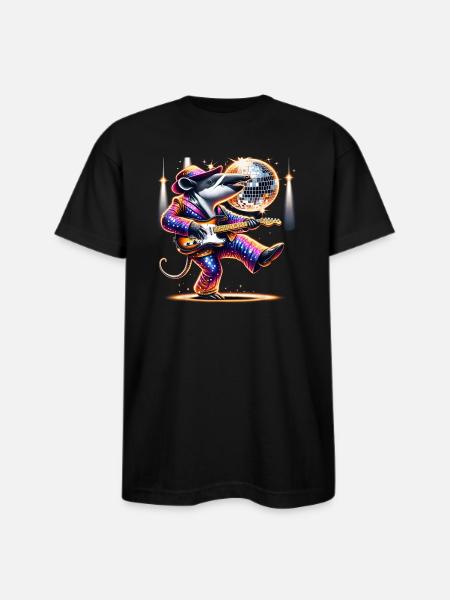 Disco Ball Guitar Tapir - Bayside Unisex Heavyweight USA Made T-Shirt - black