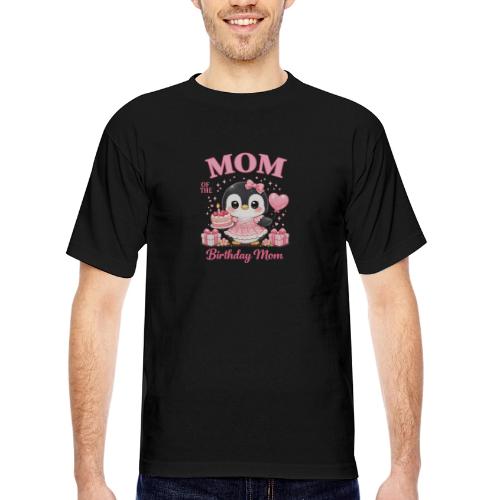 Cute Penguin Birthday Mom Kawaii Cake Balloon Gift - Bayside Unisex Heavyweight USA Made T-Shirt