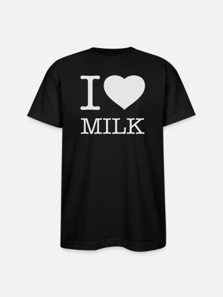 I LOVE MILK - Bayside Unisex Heavyweight USA Made T-Shirt - black