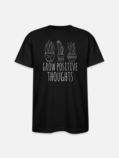 grow positive thoughts - Bayside Unisex Heavyweight USA Made T-Shirt - black