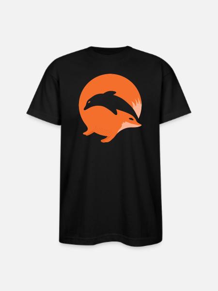 Fox or Dolphin in this fun optical illusion - Bayside Unisex Heavyweight USA Made T-Shirt - black