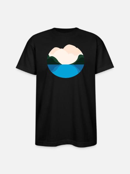 Lake Landscape - Bayside Unisex Heavyweight USA Made T-Shirt - black
