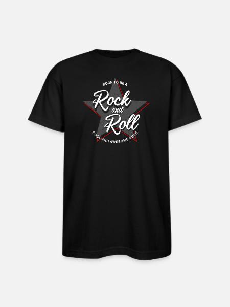Born to Rock and Roll Star Design - Bayside Unisex Heavyweight USA Made T-Shirt - black
