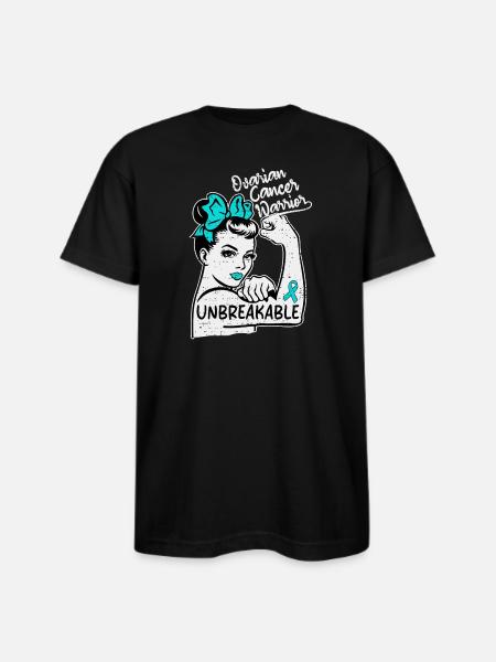 Unbreakable Ovarian Cancer Warrior - Bayside Unisex Heavyweight USA Made T-Shirt - black