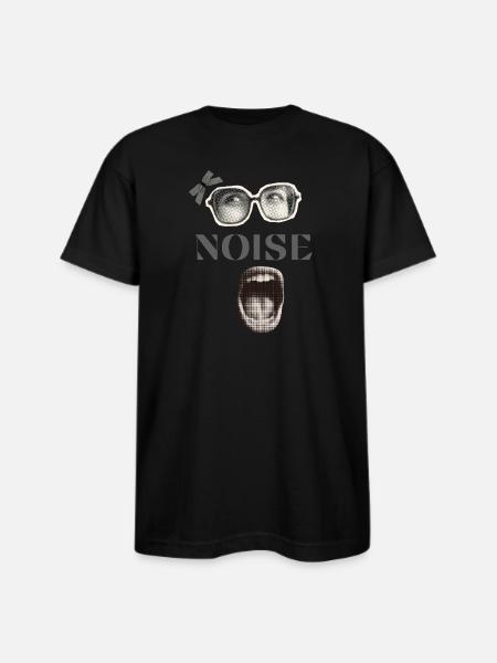 Noisy Halftone Glasses Mouth - Bayside Unisex Heavyweight USA Made T-Shirt - black