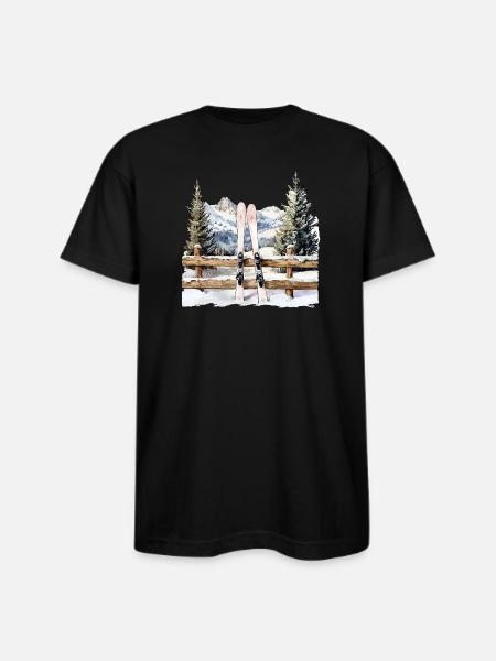 Alpine Ski Rest - Bayside Unisex Heavyweight USA Made T-Shirt - black