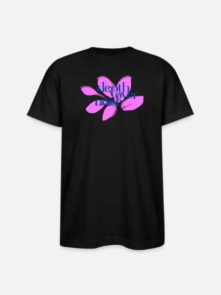 Depth Over Noise Floral - Bayside Unisex Heavyweight USA Made T-Shirt - black
