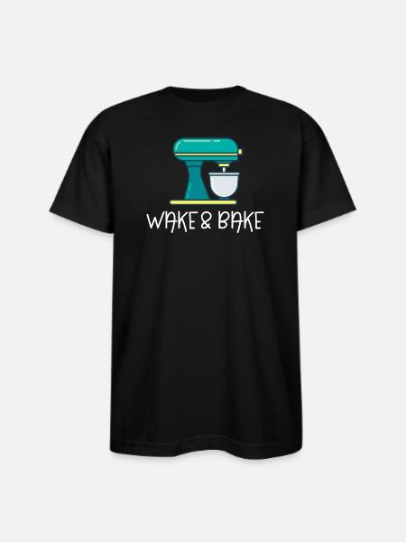 Wake And Bake - Bayside Unisex Heavyweight USA Made T-Shirt - black