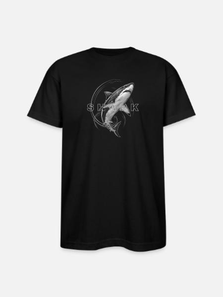 Shark Circle Mono Graphic - Bayside Unisex Heavyweight USA Made T-Shirt - black