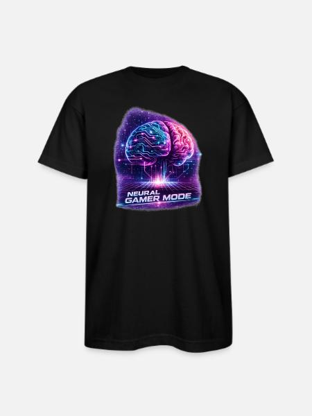 Neon Neural Gamer Mode - Bayside Unisex Heavyweight USA Made T-Shirt - black