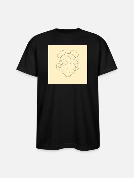line girl face - Bayside Unisex Heavyweight USA Made T-Shirt - black