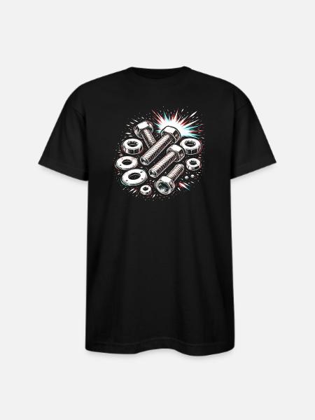 Screws Nuts Mechanic Tool Design - Bayside Unisex Heavyweight USA Made T-Shirt - black