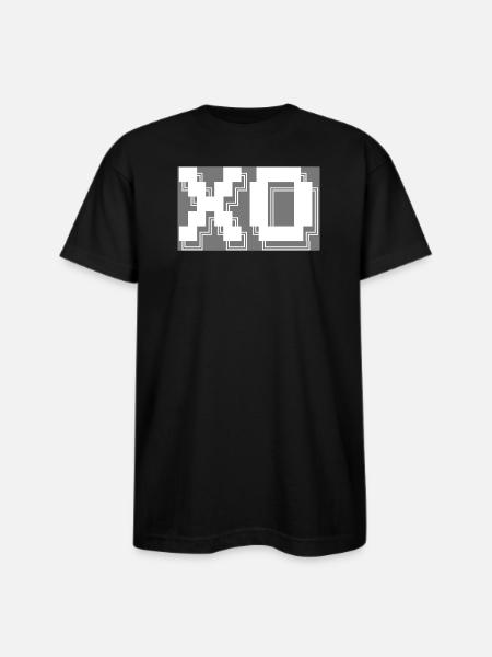 XO Pixel Art Tech - Bayside Unisex Heavyweight USA Made T-Shirt - black