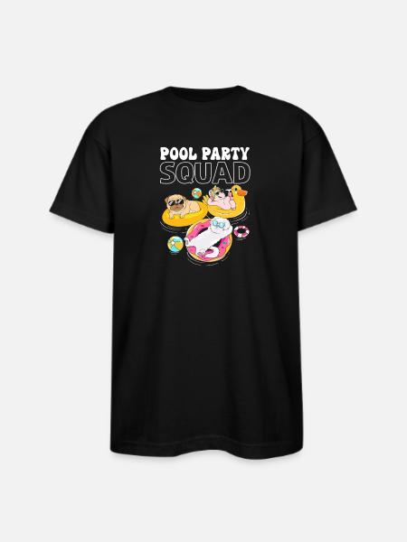 Kids Pool Party Squad Animals Birthday - Bayside Unisex Heavyweight USA Made T-Shirt - black