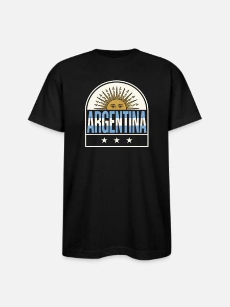 Argentina Suncrest Logo - Bayside Unisex Heavyweight USA Made T-Shirt - black
