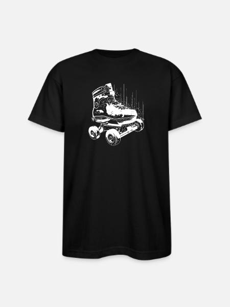 Roller Skates Graphic - Bayside Unisex Heavyweight USA Made T-Shirt - black