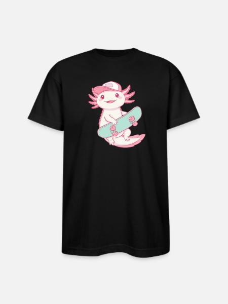 Axolotl Skater - Bayside Unisex Heavyweight USA Made T-Shirt - black