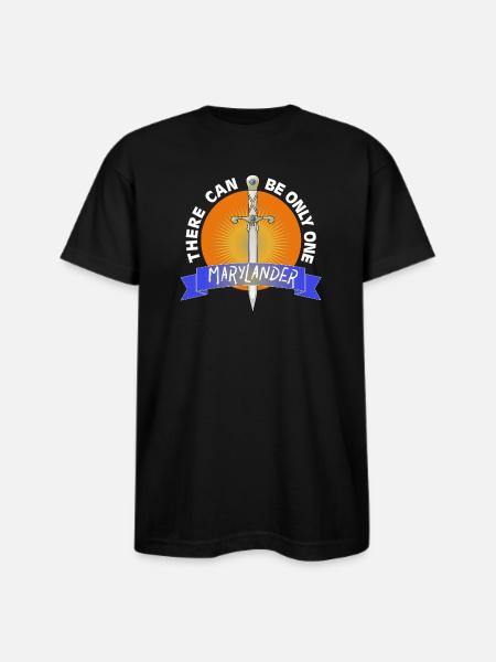Marylander Sword Emblem Crest - Bayside Unisex Heavyweight USA Made T-Shirt - black