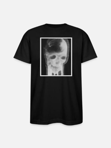 Monochrome Skull Halftone - Bayside Unisex Heavyweight USA Made T-Shirt - black