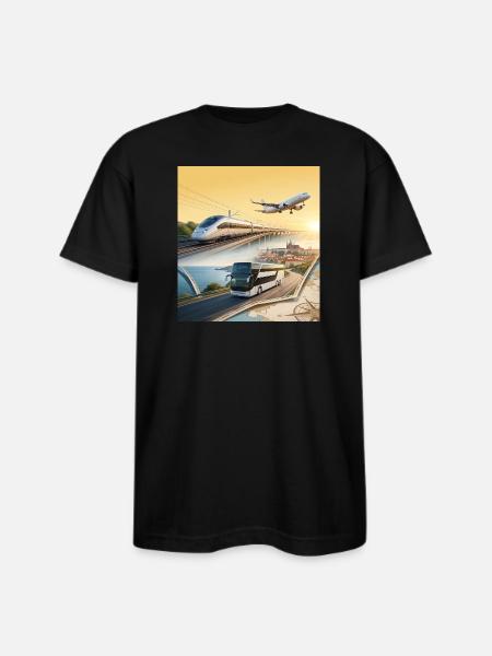 European Travel Journey Poster - Bayside Unisex Heavyweight USA Made T-Shirt - black