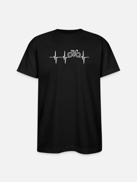 Heartbeat Biker ECG - Bayside Unisex Heavyweight USA Made T-Shirt - black