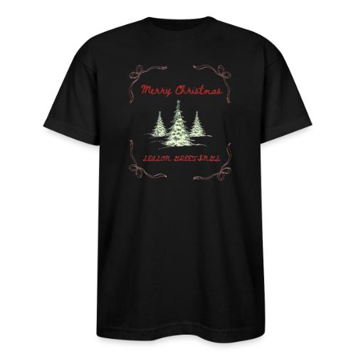 Beautiful Green Christmas Tree Graphic - Bayside Unisex Heavyweight USA Made T-Shirt