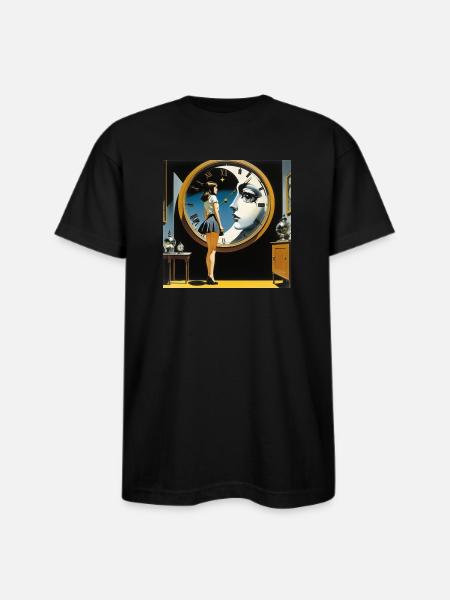 Girl moon clock - Bayside Unisex Heavyweight USA Made T-Shirt - black