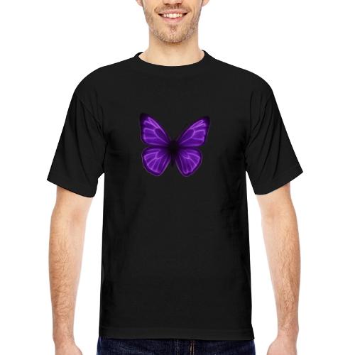 Neon Purple Butterfly - Bayside Unisex Heavyweight USA Made T-Shirt