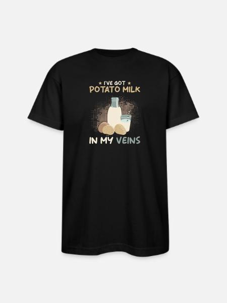 Potato Milk Saying - Bayside Unisex Heavyweight USA Made T-Shirt - black