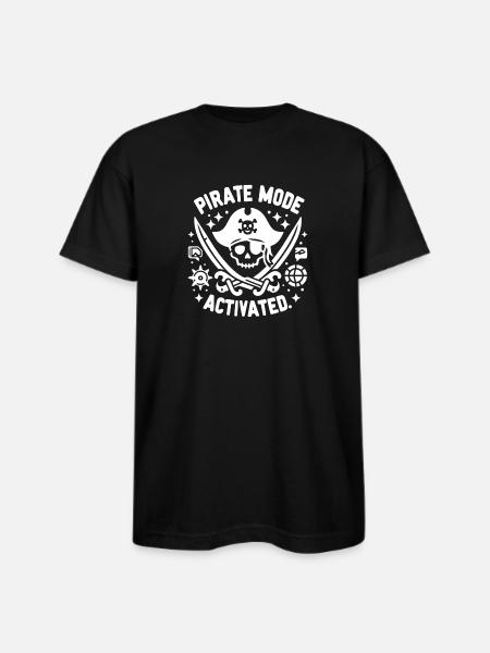 Pirate Mode Activated - Bayside Unisex Heavyweight USA Made T-Shirt - black