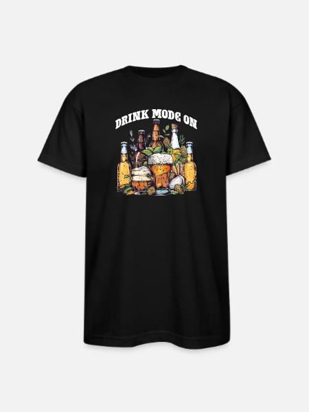 Drink Mode On - Bayside Unisex Heavyweight USA Made T-Shirt - black